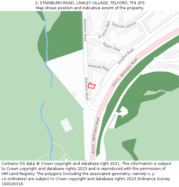 3, STAINBURN ROAD, LAWLEY VILLAGE, TELFORD, TF4 2FS: Location map and indicative extent of plot
