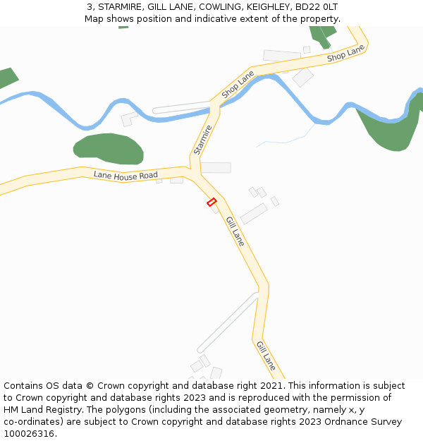 3, STARMIRE, GILL LANE, COWLING, KEIGHLEY, BD22 0LT: Location map and indicative extent of plot