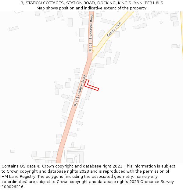 3, STATION COTTAGES, STATION ROAD, DOCKING, KING'S LYNN, PE31 8LS: Location map and indicative extent of plot