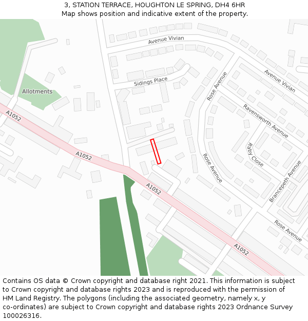 3, STATION TERRACE, HOUGHTON LE SPRING, DH4 6HR: Location map and indicative extent of plot