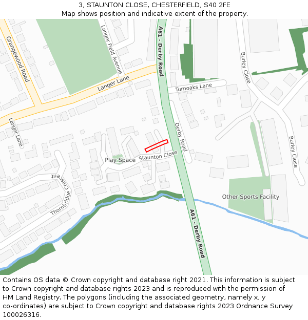 3, STAUNTON CLOSE, CHESTERFIELD, S40 2FE: Location map and indicative extent of plot