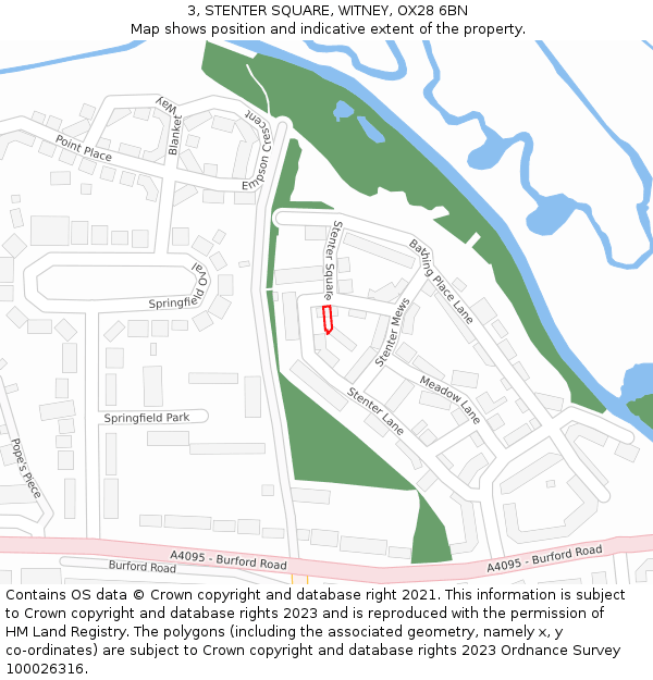 3, STENTER SQUARE, WITNEY, OX28 6BN: Location map and indicative extent of plot