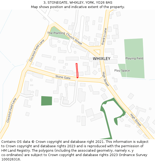 3, STONEGATE, WHIXLEY, YORK, YO26 8AS: Location map and indicative extent of plot