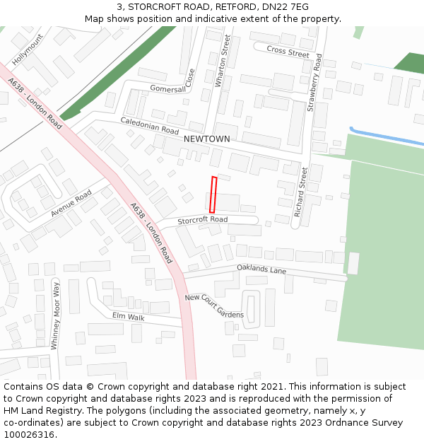 3, STORCROFT ROAD, RETFORD, DN22 7EG: Location map and indicative extent of plot