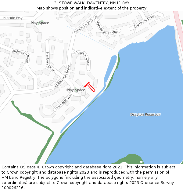 3, STOWE WALK, DAVENTRY, NN11 8AY: Location map and indicative extent of plot