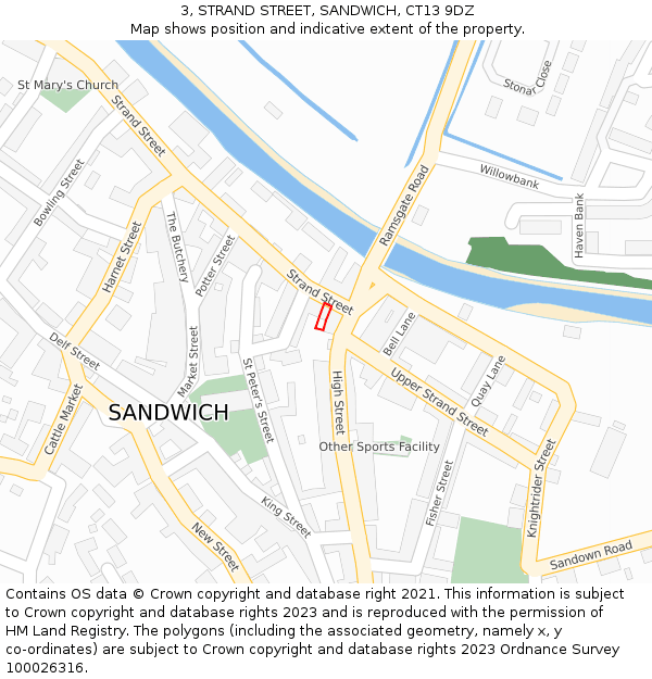 3, STRAND STREET, SANDWICH, CT13 9DZ: Location map and indicative extent of plot