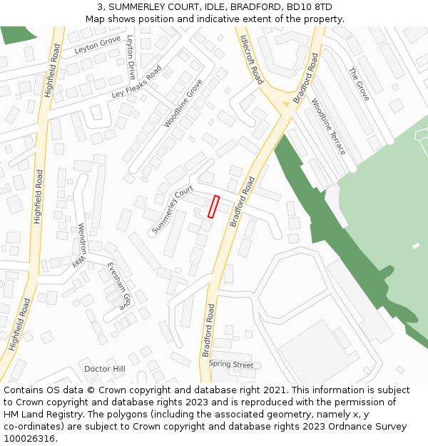 3, SUMMERLEY COURT, IDLE, BRADFORD, BD10 8TD: Location map and indicative extent of plot