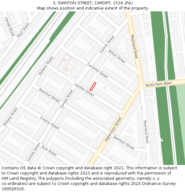 3, SWINTON STREET, CARDIFF, CF24 2NU: Location map and indicative extent of plot