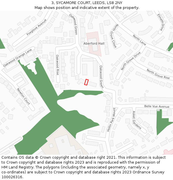 3, SYCAMORE COURT, LEEDS, LS8 2NY: Location map and indicative extent of plot