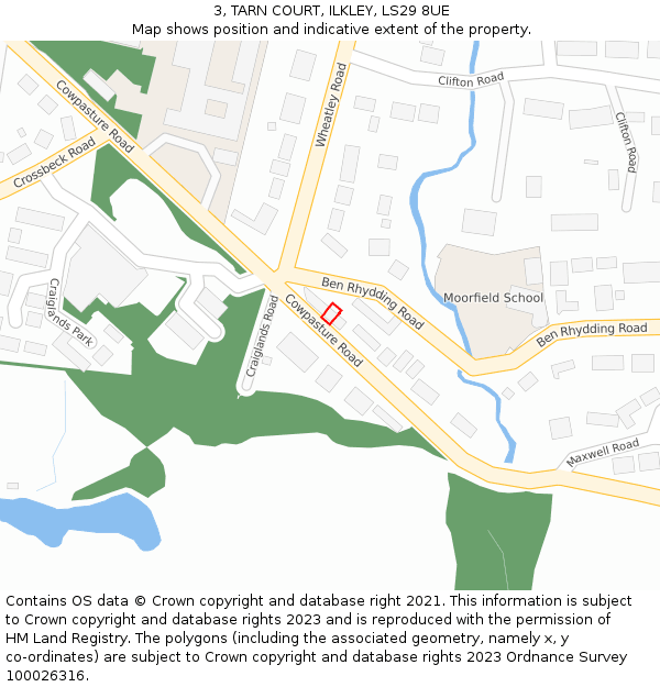 3, TARN COURT, ILKLEY, LS29 8UE: Location map and indicative extent of plot