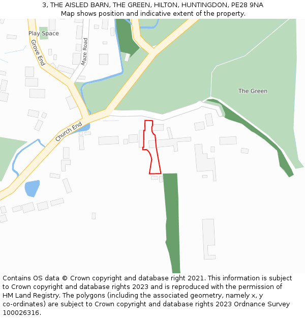 3, THE AISLED BARN, THE GREEN, HILTON, HUNTINGDON, PE28 9NA: Location map and indicative extent of plot
