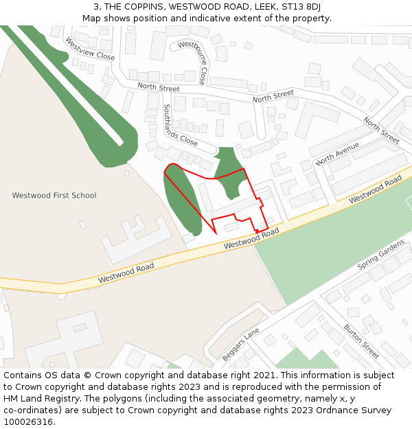 3, THE COPPINS, WESTWOOD ROAD, LEEK, ST13 8DJ: Location map and indicative extent of plot