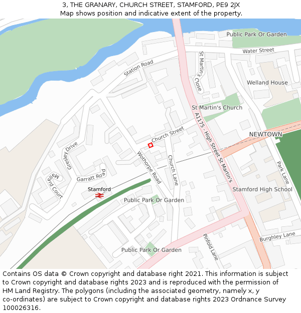 3, THE GRANARY, CHURCH STREET, STAMFORD, PE9 2JX: Location map and indicative extent of plot