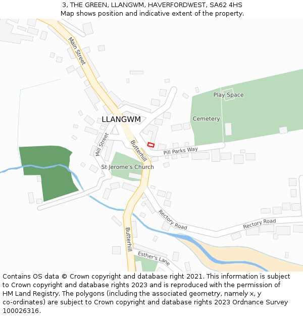 3, THE GREEN, LLANGWM, HAVERFORDWEST, SA62 4HS: Location map and indicative extent of plot