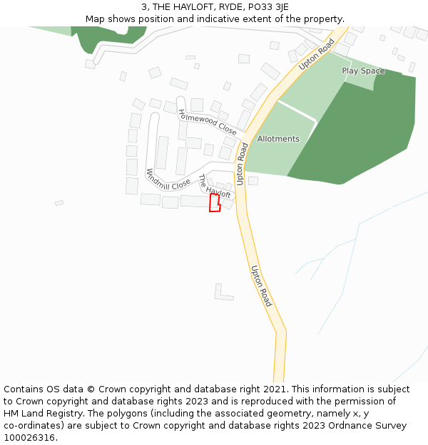 3, THE HAYLOFT, RYDE, PO33 3JE: Location map and indicative extent of plot