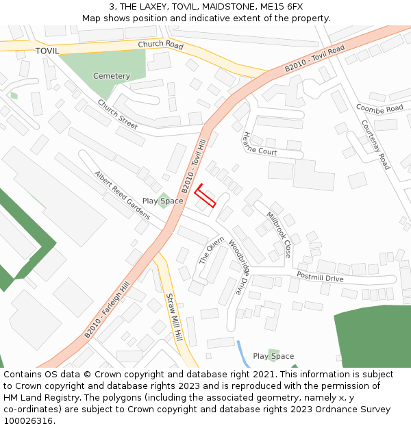 3, THE LAXEY, TOVIL, MAIDSTONE, ME15 6FX: Location map and indicative extent of plot