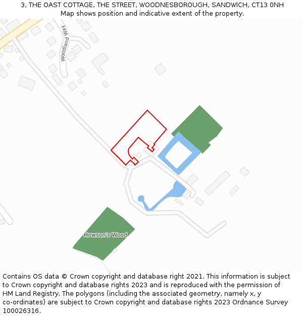 3, THE OAST COTTAGE, THE STREET, WOODNESBOROUGH, SANDWICH, CT13 0NH: Location map and indicative extent of plot