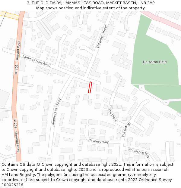3, THE OLD DAIRY, LAMMAS LEAS ROAD, MARKET RASEN, LN8 3AP: Location map and indicative extent of plot