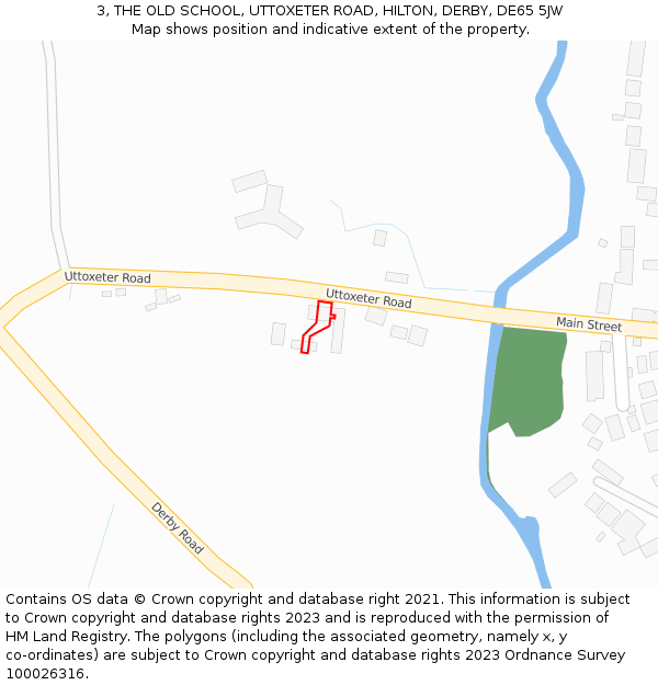 3, THE OLD SCHOOL, UTTOXETER ROAD, HILTON, DERBY, DE65 5JW: Location map and indicative extent of plot