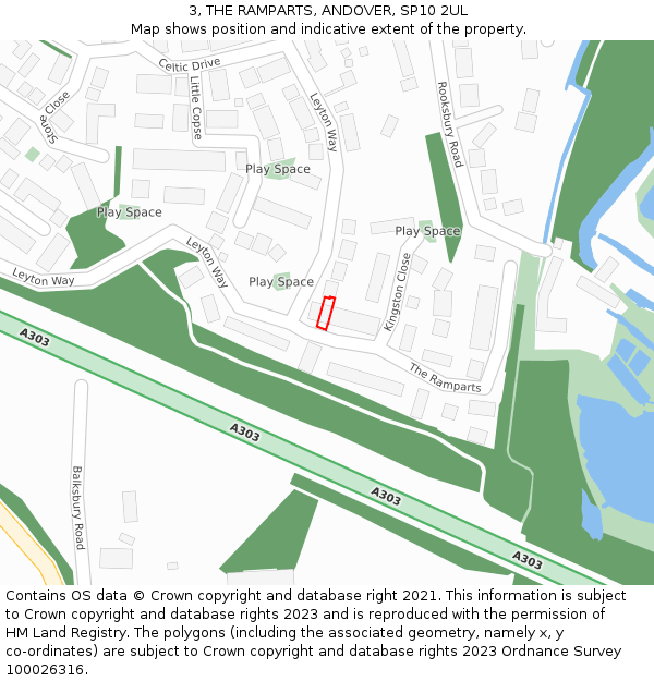 3, THE RAMPARTS, ANDOVER, SP10 2UL: Location map and indicative extent of plot