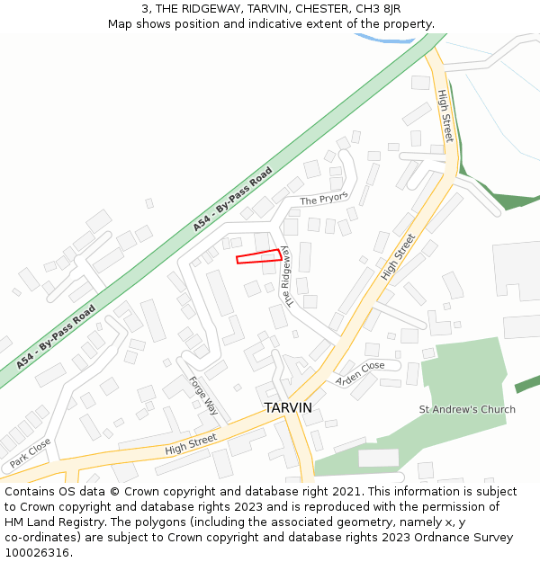 3, THE RIDGEWAY, TARVIN, CHESTER, CH3 8JR: Location map and indicative extent of plot