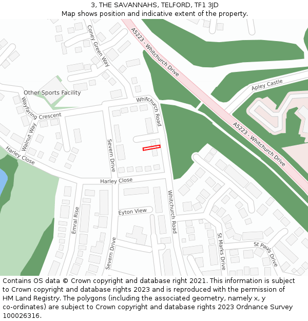 3, THE SAVANNAHS, TELFORD, TF1 3JD: Location map and indicative extent of plot