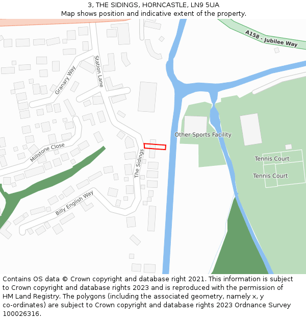 3, THE SIDINGS, HORNCASTLE, LN9 5UA: Location map and indicative extent of plot
