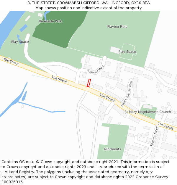 3, THE STREET, CROWMARSH GIFFORD, WALLINGFORD, OX10 8EA: Location map and indicative extent of plot