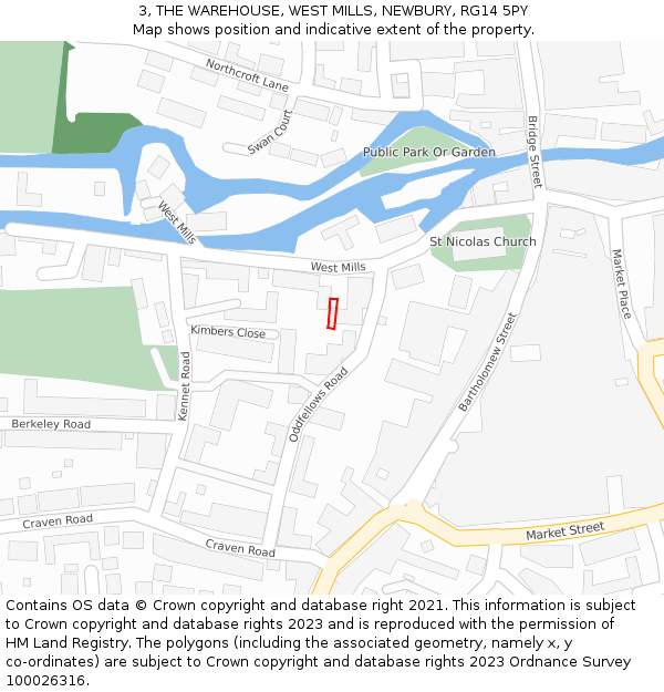 3, THE WAREHOUSE, WEST MILLS, NEWBURY, RG14 5PY: Location map and indicative extent of plot