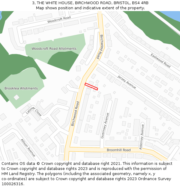 3, THE WHITE HOUSE, BIRCHWOOD ROAD, BRISTOL, BS4 4RB: Location map and indicative extent of plot