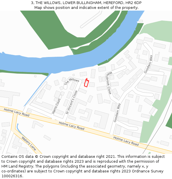 3, THE WILLOWS, LOWER BULLINGHAM, HEREFORD, HR2 6DP: Location map and indicative extent of plot