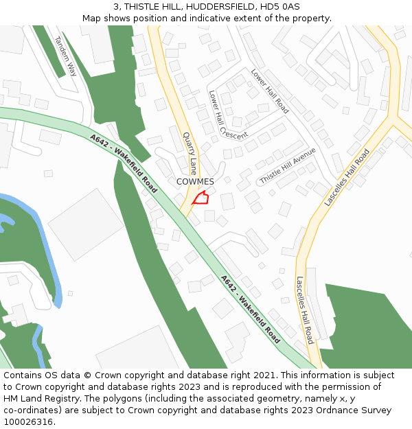 3, THISTLE HILL, HUDDERSFIELD, HD5 0AS: Location map and indicative extent of plot