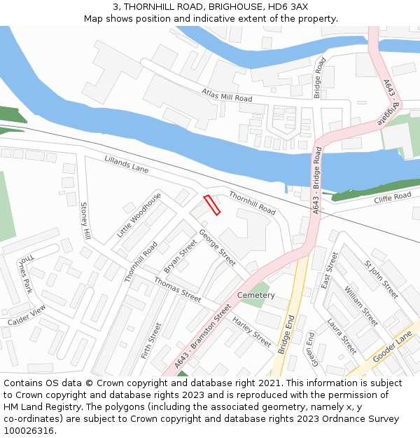3, THORNHILL ROAD, BRIGHOUSE, HD6 3AX: Location map and indicative extent of plot