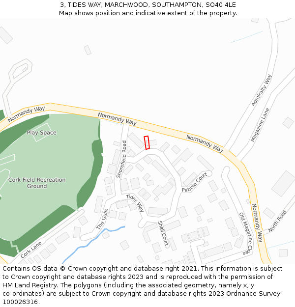 3, TIDES WAY, MARCHWOOD, SOUTHAMPTON, SO40 4LE: Location map and indicative extent of plot