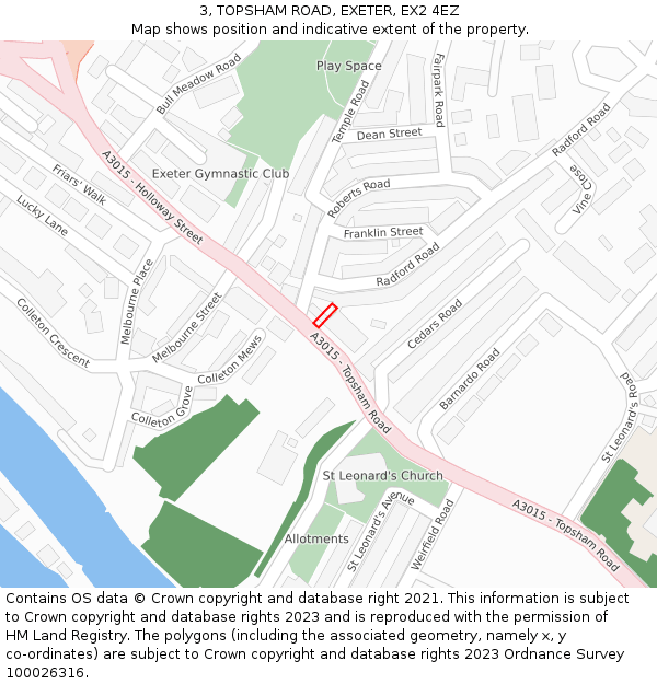 3, TOPSHAM ROAD, EXETER, EX2 4EZ: Location map and indicative extent of plot