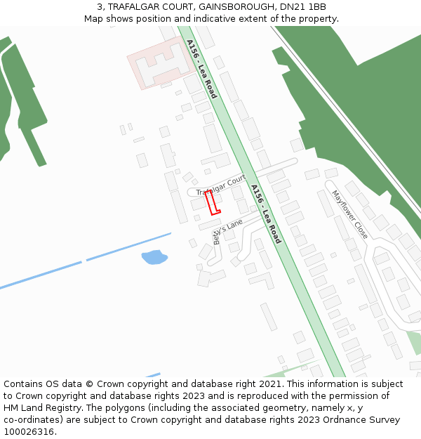 3, TRAFALGAR COURT, GAINSBOROUGH, DN21 1BB: Location map and indicative extent of plot