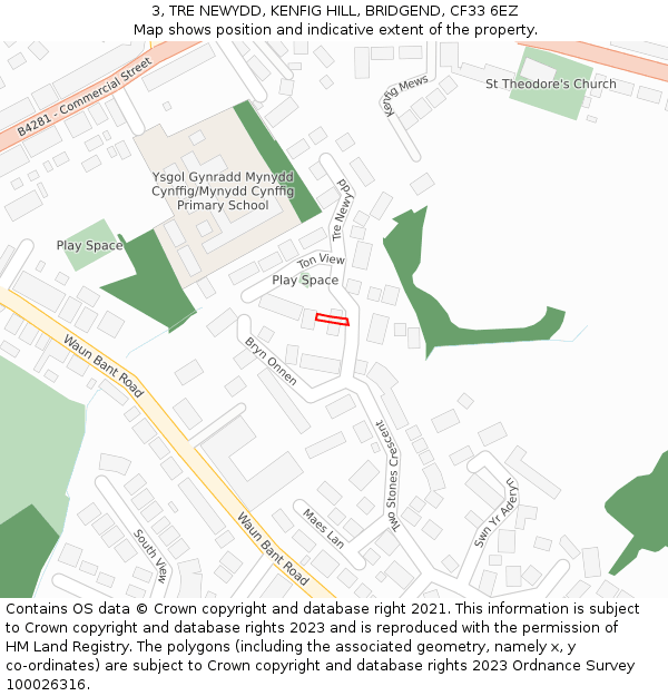 3, TRE NEWYDD, KENFIG HILL, BRIDGEND, CF33 6EZ: Location map and indicative extent of plot
