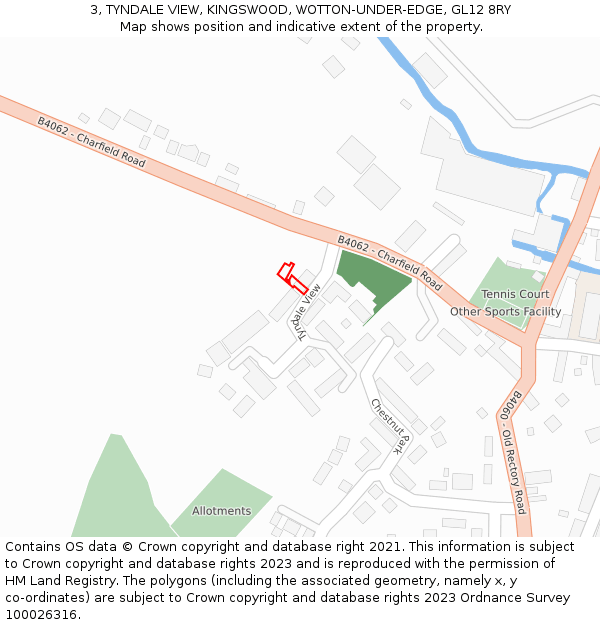3, TYNDALE VIEW, KINGSWOOD, WOTTON-UNDER-EDGE, GL12 8RY: Location map and indicative extent of plot