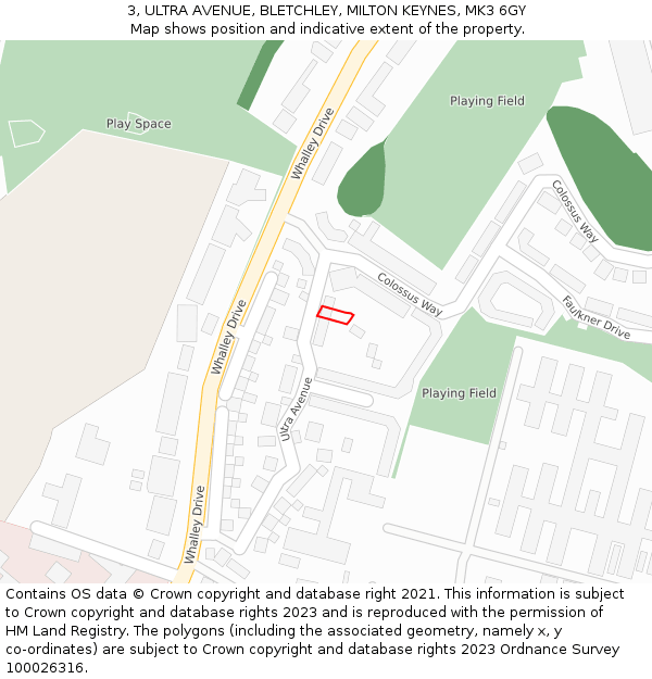 3, ULTRA AVENUE, BLETCHLEY, MILTON KEYNES, MK3 6GY: Location map and indicative extent of plot
