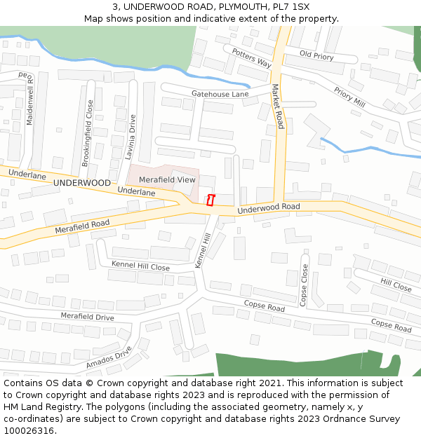 3, UNDERWOOD ROAD, PLYMOUTH, PL7 1SX: Location map and indicative extent of plot