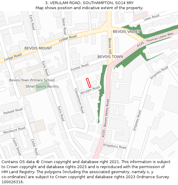 3, VERULAM ROAD, SOUTHAMPTON, SO14 6RY: Location map and indicative extent of plot