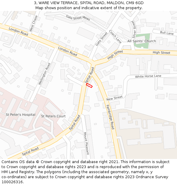 3, WARE VIEW TERRACE, SPITAL ROAD, MALDON, CM9 6GD: Location map and indicative extent of plot