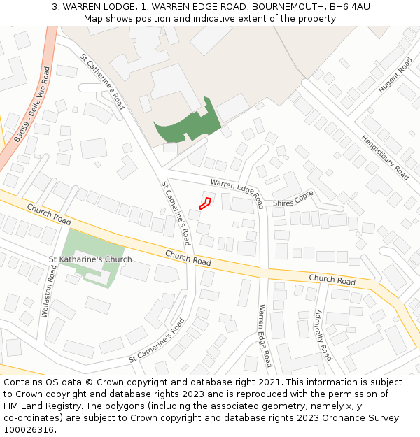 3, WARREN LODGE, 1, WARREN EDGE ROAD, BOURNEMOUTH, BH6 4AU: Location map and indicative extent of plot