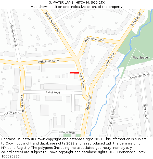 3, WATER LANE, HITCHIN, SG5 1TX: Location map and indicative extent of plot