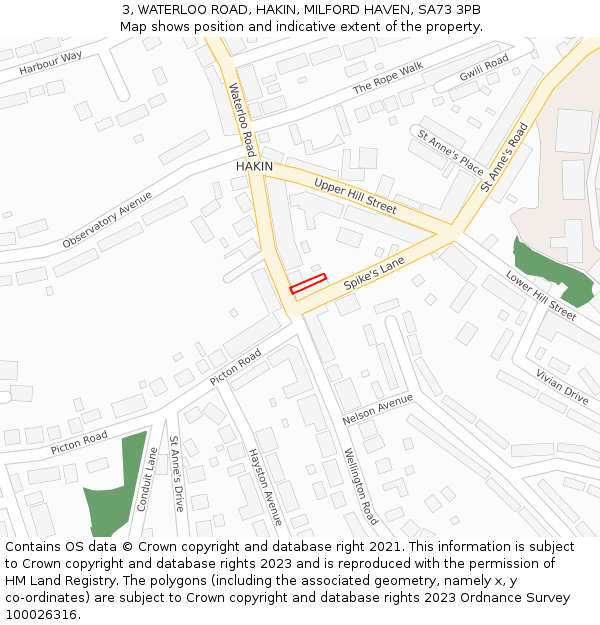 3, WATERLOO ROAD, HAKIN, MILFORD HAVEN, SA73 3PB: Location map and indicative extent of plot