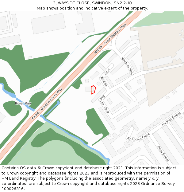 3, WAYSIDE CLOSE, SWINDON, SN2 2UQ: Location map and indicative extent of plot