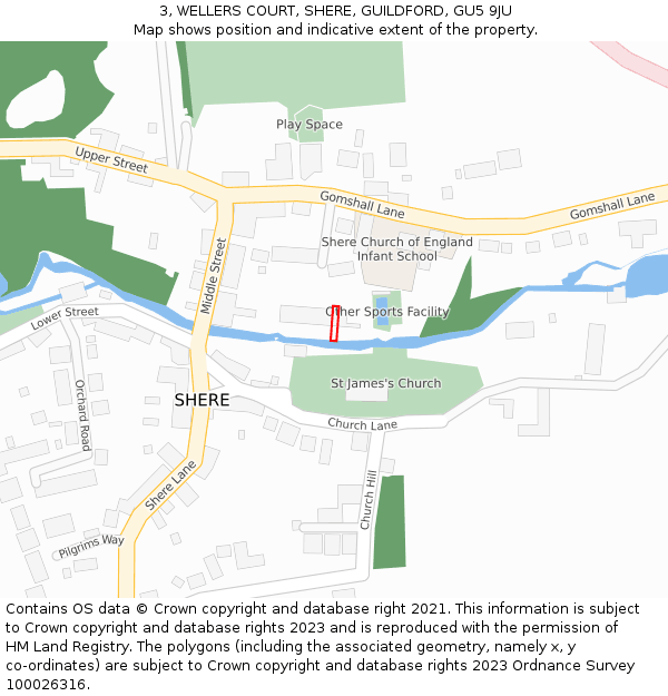 3, WELLERS COURT, SHERE, GUILDFORD, GU5 9JU: Location map and indicative extent of plot