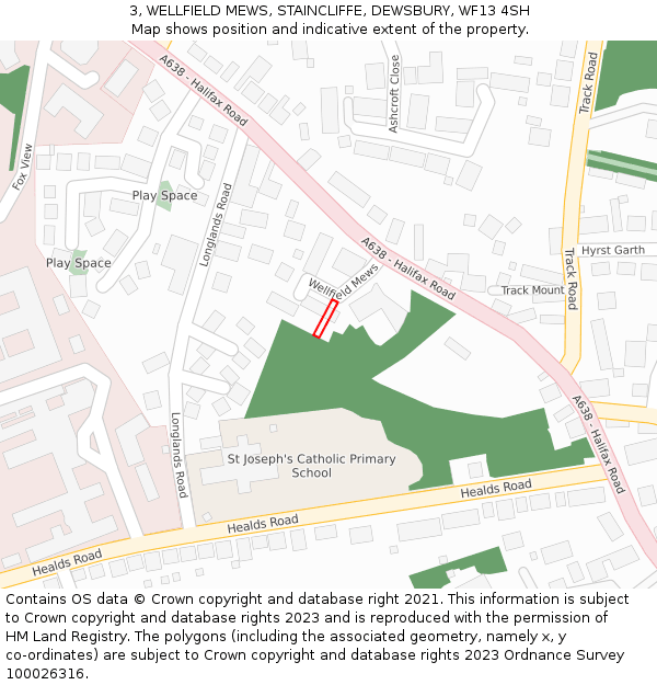3, WELLFIELD MEWS, STAINCLIFFE, DEWSBURY, WF13 4SH: Location map and indicative extent of plot