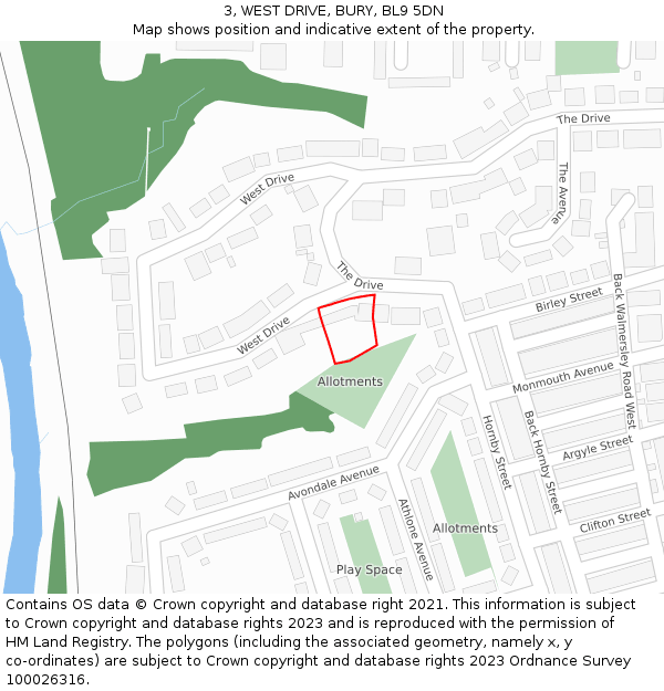 3, WEST DRIVE, BURY, BL9 5DN: Location map and indicative extent of plot