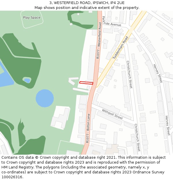 3, WESTERFIELD ROAD, IPSWICH, IP4 2UE: Location map and indicative extent of plot